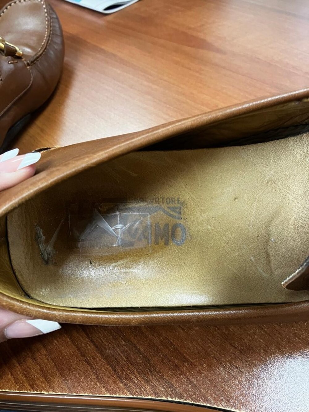 Salvatore Ferragamo Gancini ornament driver Men's Loafers, Brown Leather - Picture 6 of 8
